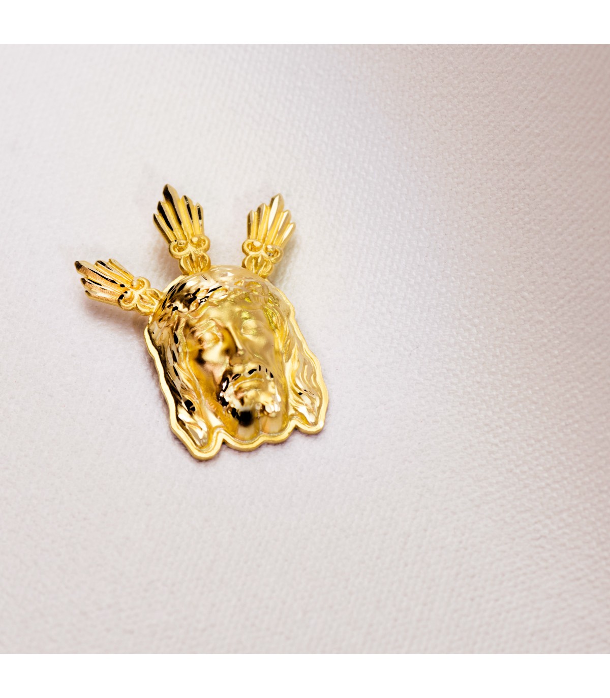 Colgante Rostro Cristo Oro 18K 39mm Potencias medalla religiosa grabado personalizado