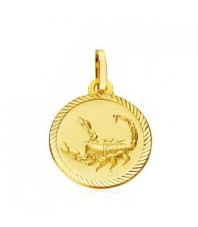 Medalla colgante horóscopo Escorpio Signo del zodiaco oro 18k
