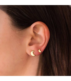 Pendientes Media luna Milla Oro Amarillo 18K, piercings en la oreja mujer