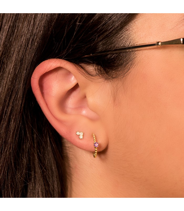 Créoles Paradise Or Jaune 18K Boules Améthyste
