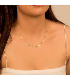 Collar Pastel Oro Amarillo 18K 40 cm Piedras Color