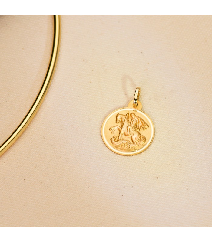Colgante Sant Jordi - Medalla de oro San Jorge 20mm Bisel
