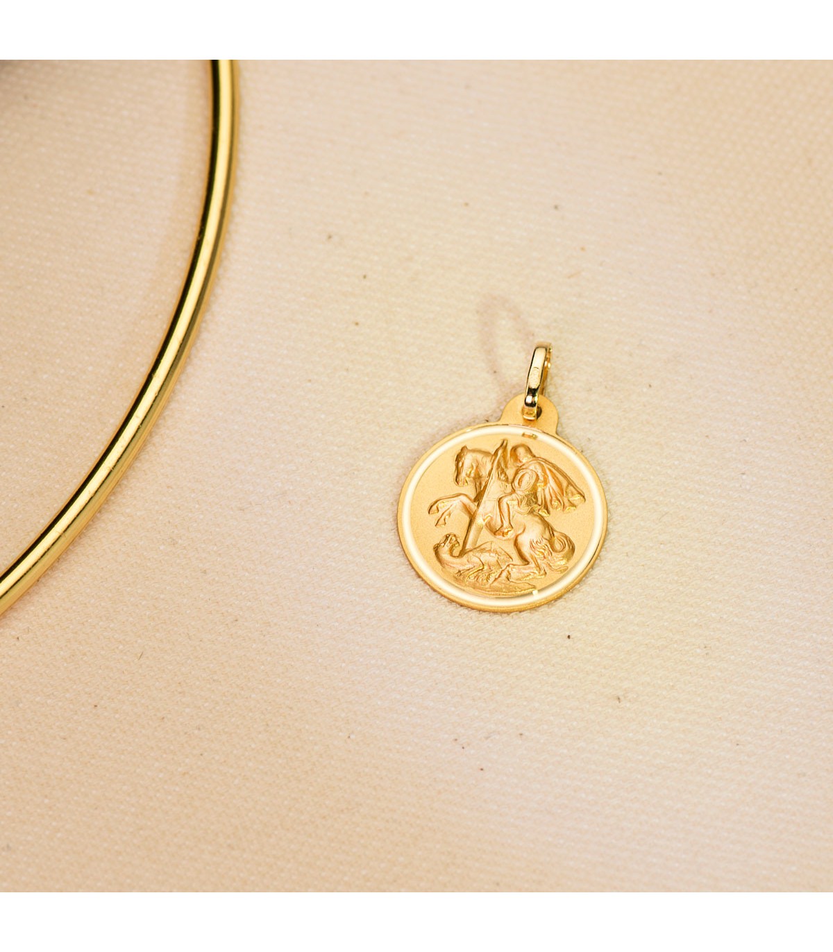 Colgante Sant Jordi - Medalla de oro San Jorge 20mm Bisel