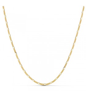 Collana con catena figaro di 2 mm e 45 cm, maglia 3+1 grumetta alternata. Catenina da donna.
