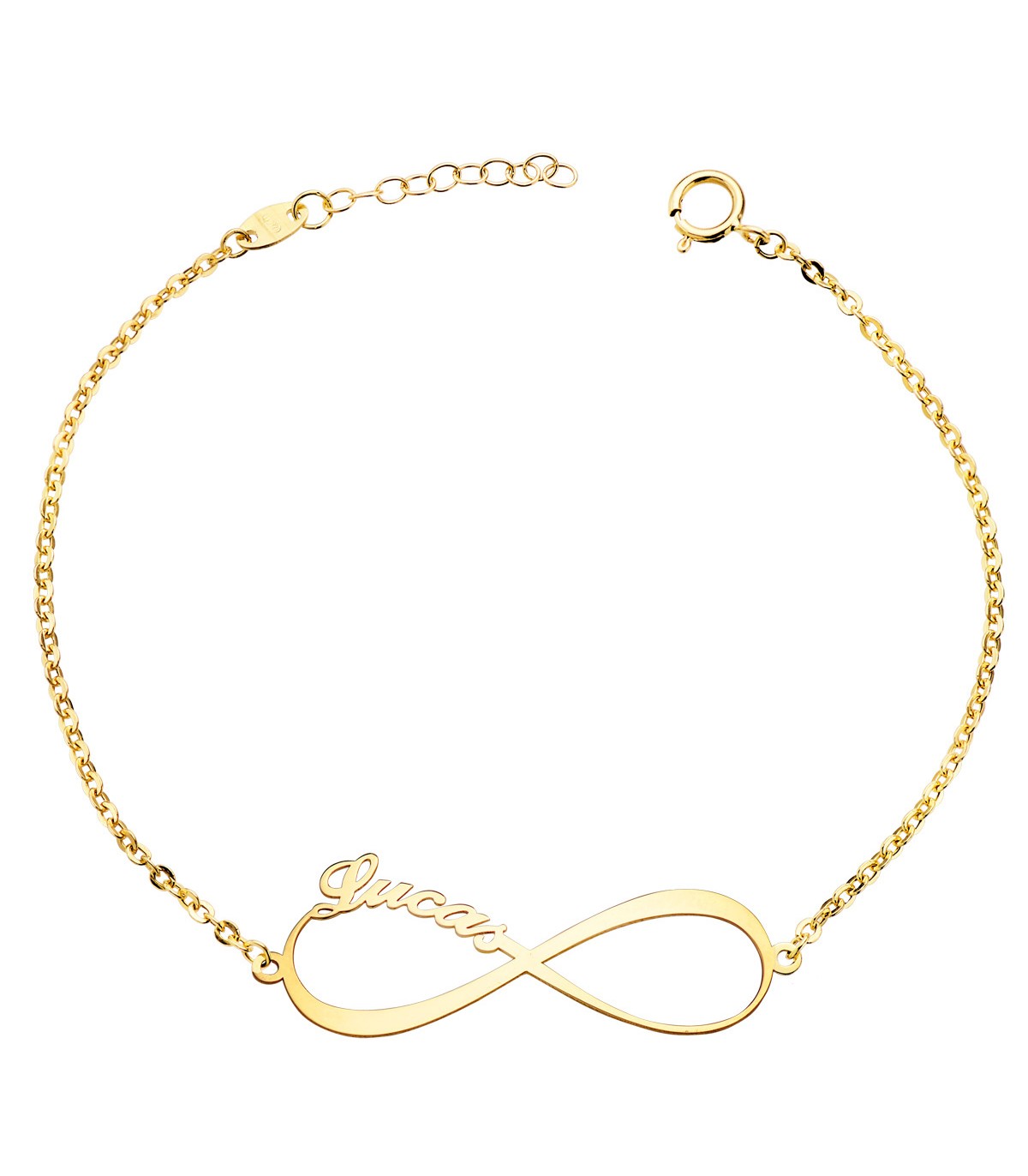 Bracciale infinito con nome in oro 18 carati