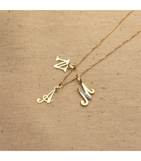 Colgante inicial R 18K, collares con letras y nombres personalizados oro.