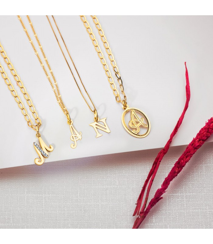 Colgantes con Iniciales Oro 18K y collares nombre mujer - Letra I