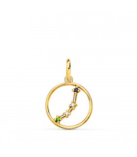 Anhänger Gold Sternzeichen Widder 18K & Zirkoniasteinen - Sternbild Gelbgold 12 mm