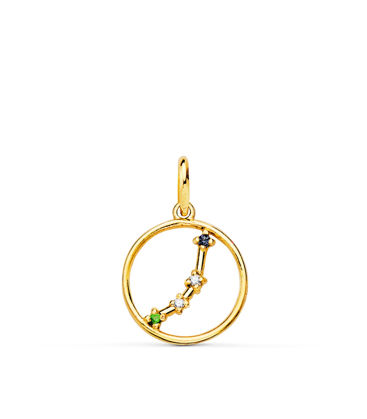Ciondolo Oroscopo Ariete in oro 18 kt - Costellazione di Segno zodiacale con pietre colorate, 12 mm