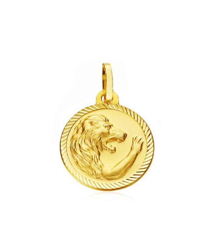 Ciondolo rigato segno zodiacale Leone 18 Kt 16mm