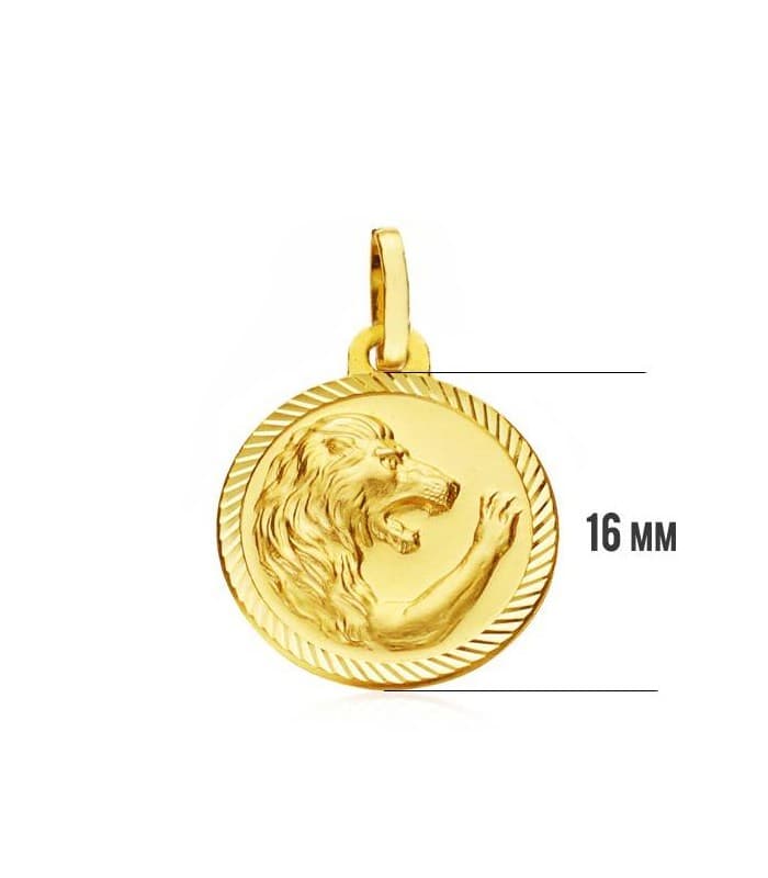 Pendentif Zodiaque Lion facetté 18 Carats 16mm
