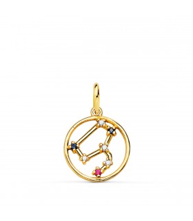 Löwe Anhänger Gold 18K & Zirkoniasteinen Sternzeichen – Sternbild Gelbgold 12 mm