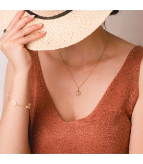 Waage Anhänger Gold 18K & Zirkoniasteinen Sternzeichen – Sternbild Gelbgold 12 mm