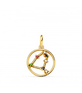 Colgante Horóscopo Capricornio Oro 18K Constelación - Signo del zodiaco con piedras de colores