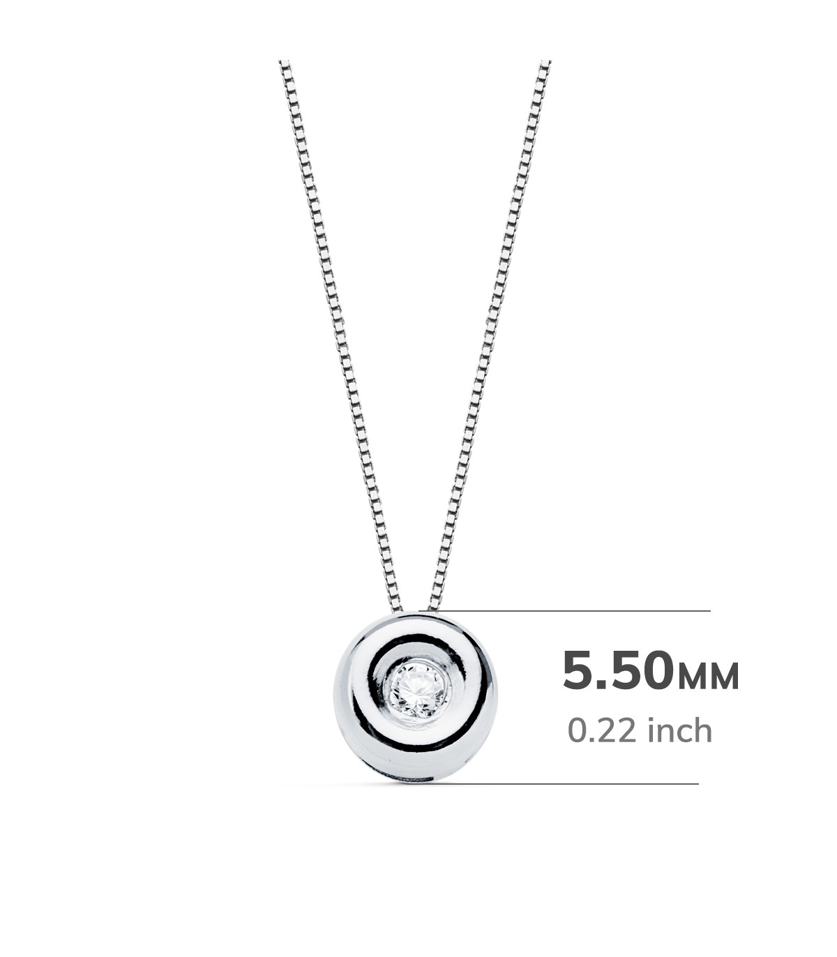 Gargantilla oro 18k mujer. Modelo Delicia con diamante 0.020 quilates. Colgante oro blanco.