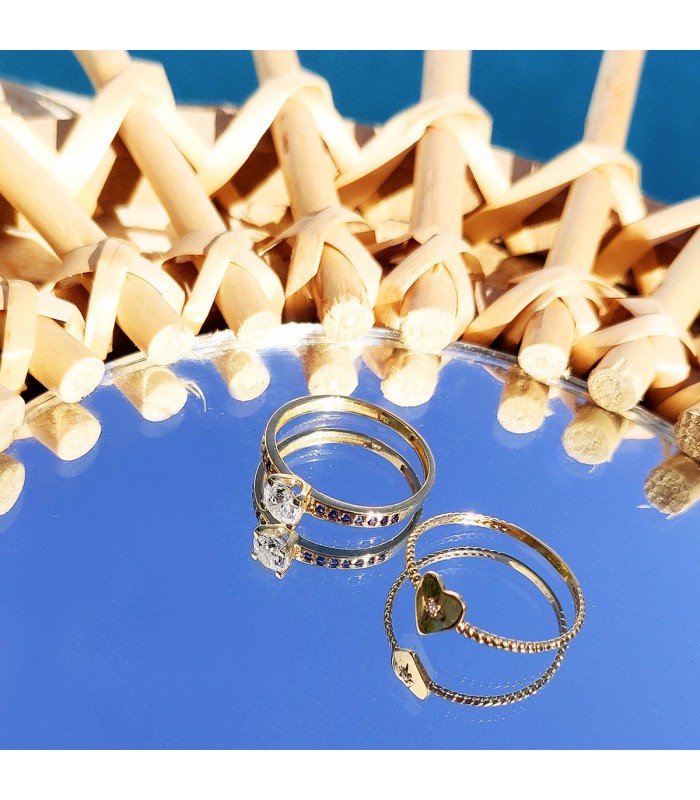 18K Goldring mit Herz D13856-3 | Damenringe und Ringe mit Zirkonia – Valentinstagsgeschenk