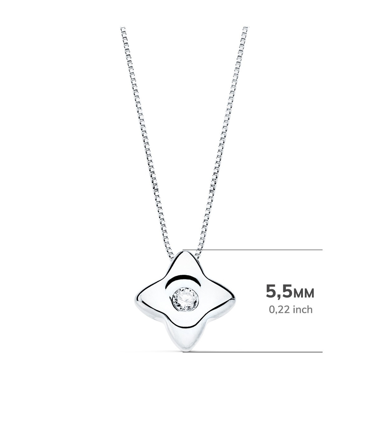 Collier Étoile 0.020 Ct. Or Blanc 18K - ras de cou pur femme avec diamants
