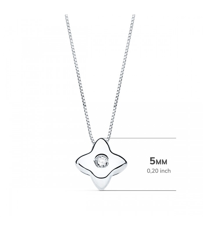 Collier Étoile 0.015 Ct. Or Blanc 18K - ras de cou pour femme avec diamants