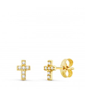 Pendientes Cross Diamantes 0.060 Qtes. OA 18K | comprar en joyería online pendientes de mujer