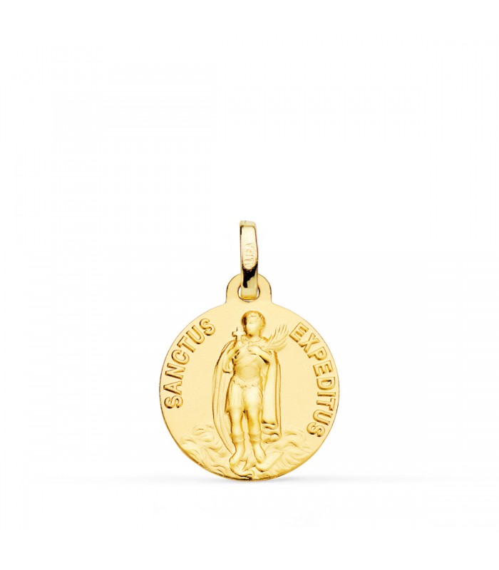 Médaille Saint Expédit Or 18K 16mm Mate