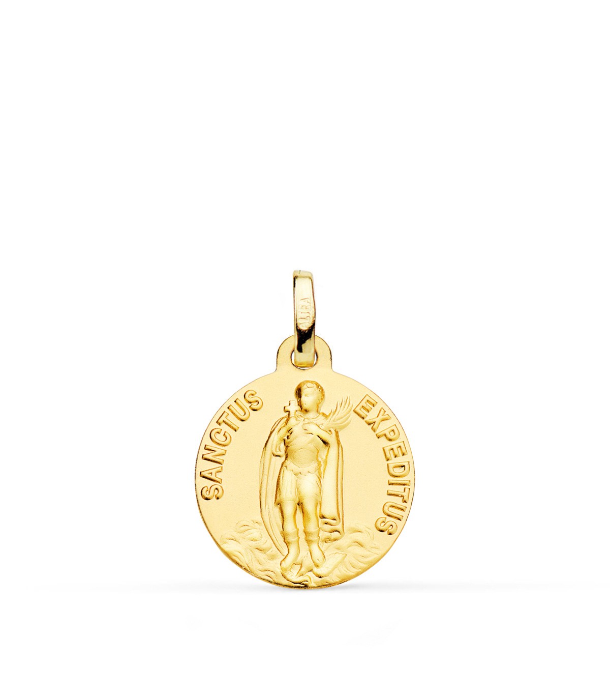 Médaille Saint Expédit Or 18K 16mm Mate