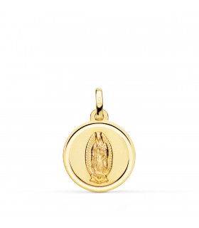 Vierge Guadeloupe Mexique Or 18 K 16 mm Biseau, médaille religieuse