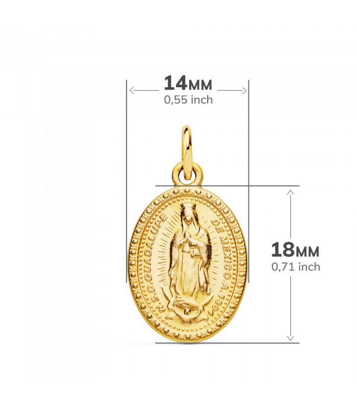 Medalla Guadalupe Bandera México Oro 18K 18mm - Joyas online