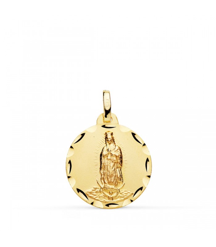 Medalla 18K Virgen Guadalupe México 18mm Tallada
