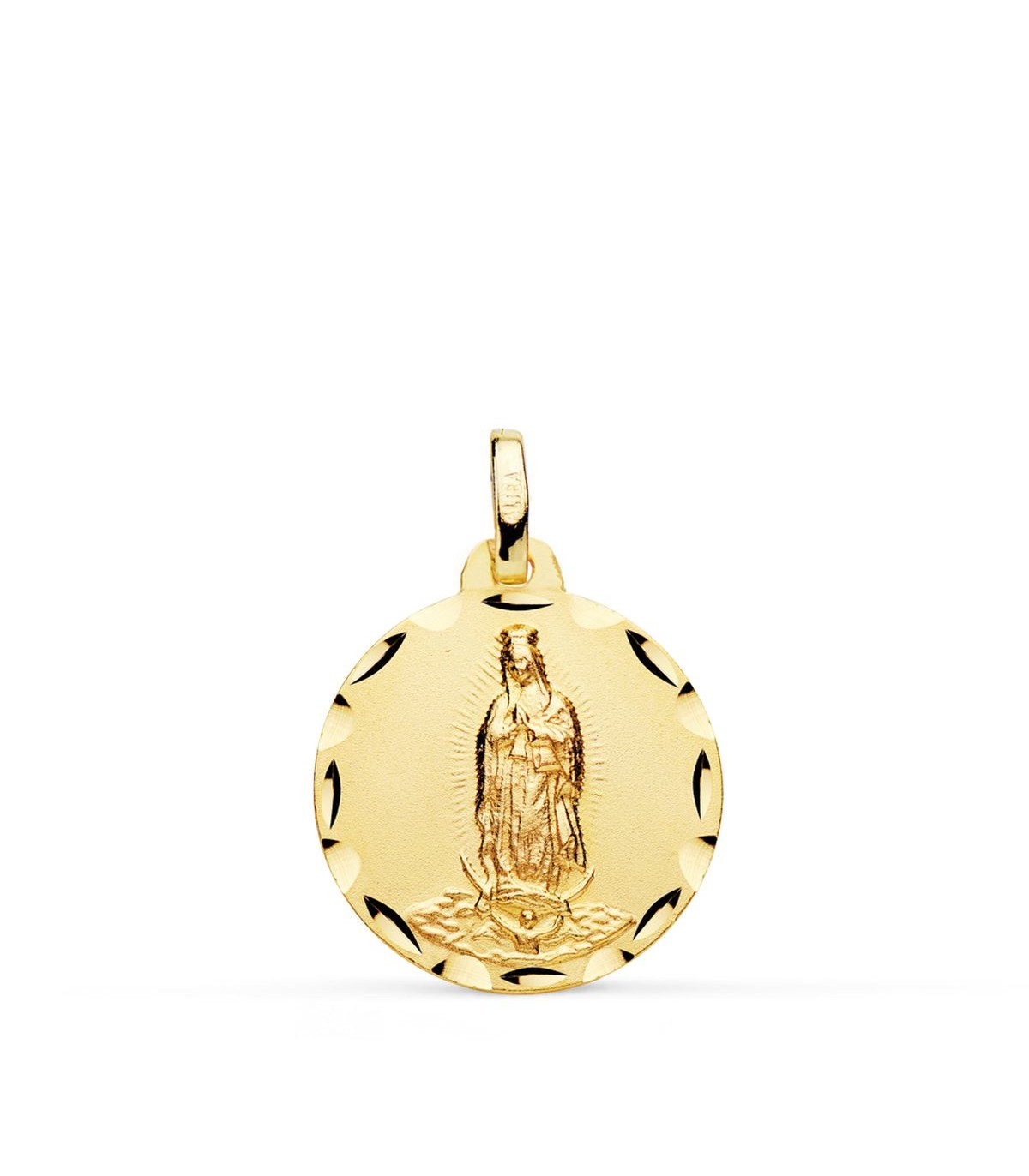 Medalla 18K Virgen Guadalupe México 18mm Tallada