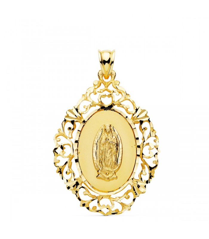 Medalla Cerco Virgen de Guadalupe México 18K 36mm - comprar joyas online