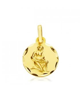 Pendentif Zodiaque Verseau sculpté 18 Carats 13mm