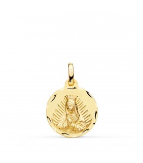 Médaille Nd. Guadalupe Mexique Or 18k Facettée 16mm