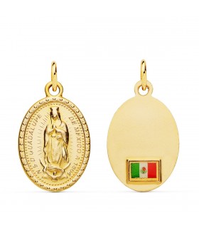 Médaille Guadeloupe Drapeau Mexique Or 18K 20mm Ovale