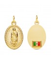 Medalla Guadalupe Bandera México Oro 18K 20mm Oval