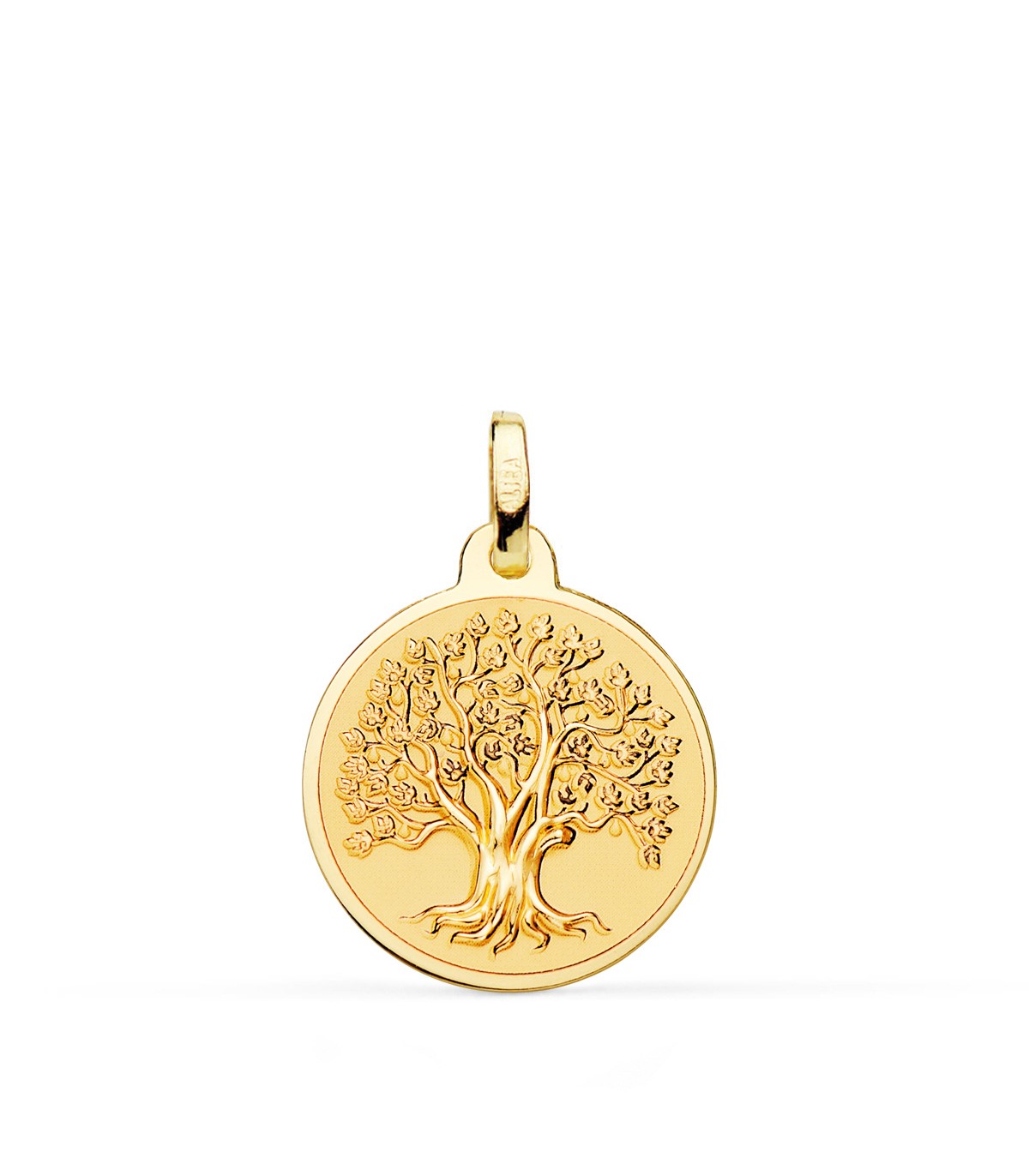 Medaglia Albero della Vita oro 750, 18 mm, lucida e satinata | Ciondoli portafortuna personalizzati
