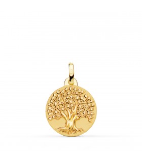 Lebensbaum-Medaille 16 mm 750 Gold | Personalisierte Glücksbringer-Anhänger