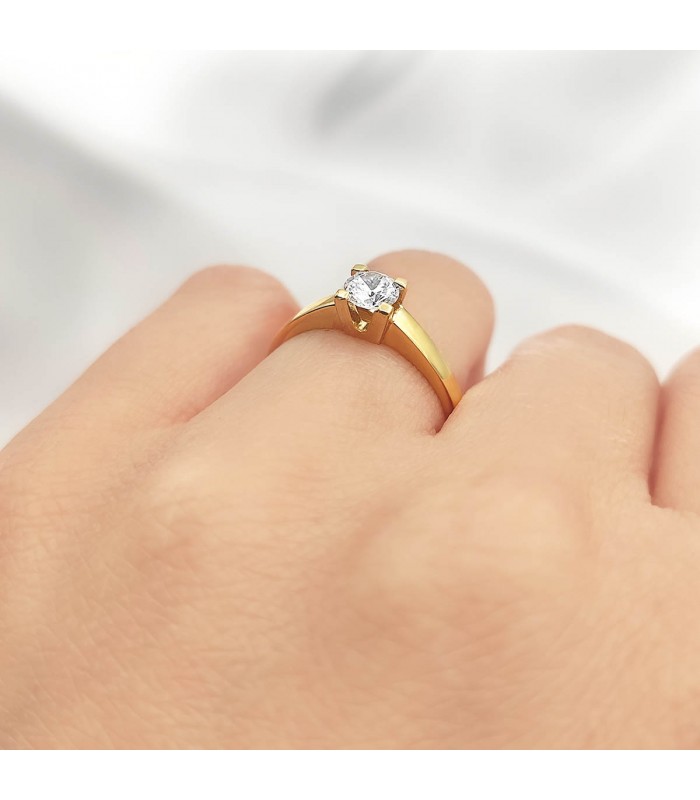 Solitario Bianca Oro Amarillo 18 kilates - Anillo de compromiso, anillo pedida mano mujer