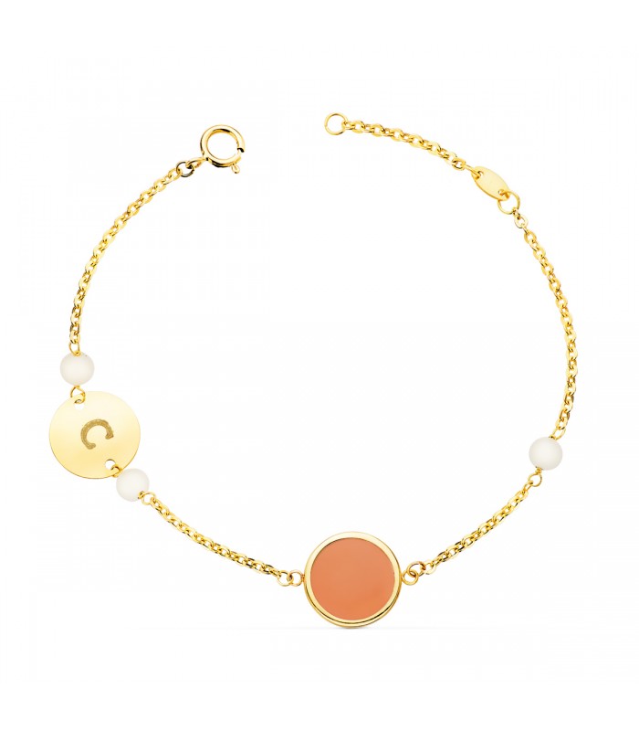 Bracelet personnalisé Or 18K Plaque Corail