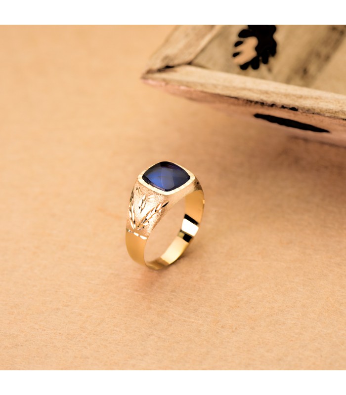 Chevalière Or Homme Hugo 18K Spinelle Rouge