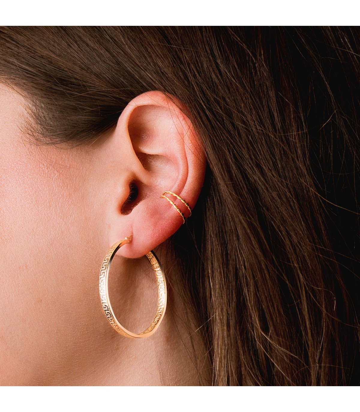 Ear Cuff Oro 18K Sand Twist | pendiente de oreja | pendientes de aro pequeños | piercings de oreja, helix, ajustador