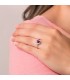 Bague pour femme avec diamants. Bague pierre rouge. Or blanc 18 carats.