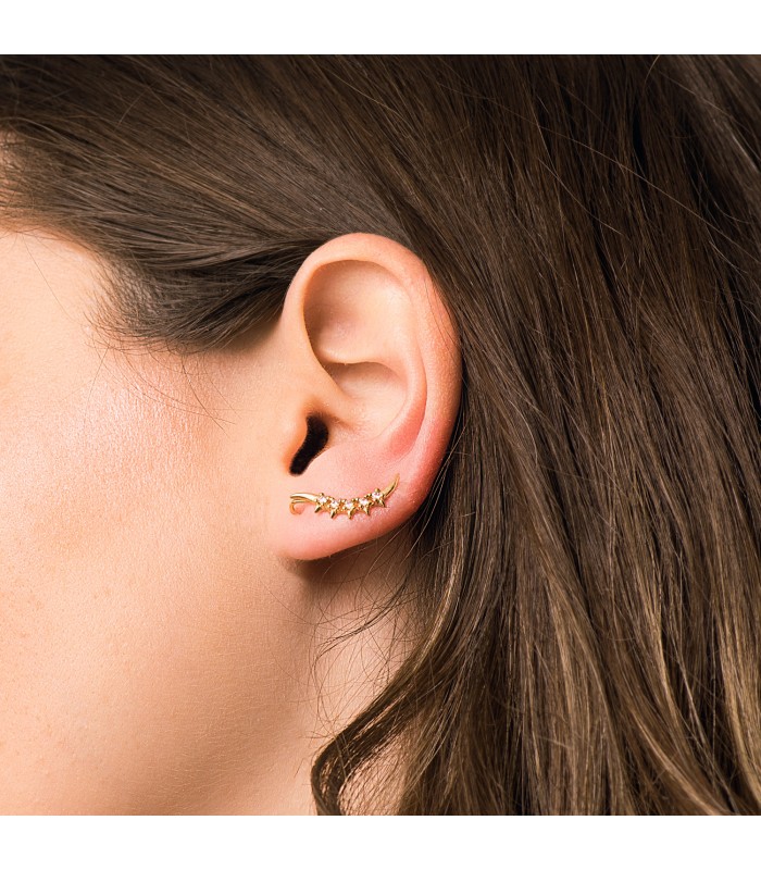 Orecchini lobo oro 18kt Peak zirconi | Ear Jackett e orecchini rampicanti da donna, design punk