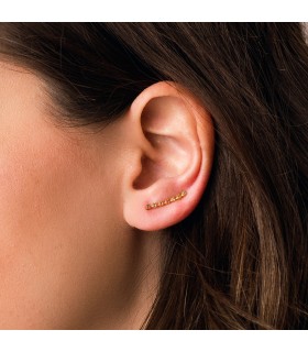 Orecchini lobo lunghi arcobaleno oro 18 kt, modello rampicanti con zirconi colorati | Gioielli donna