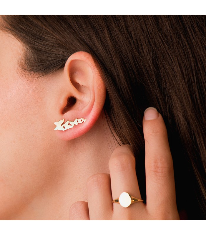 Pendientes Trepadores Mariposas Oro 18K | Pendientes modernos mujer
