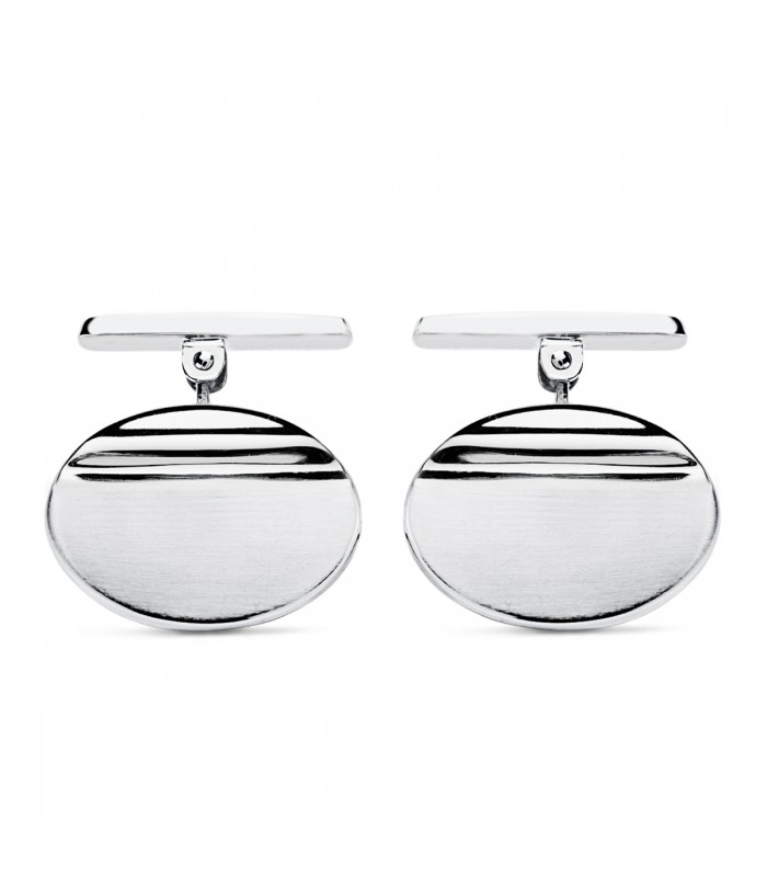 Gemelos oro blanco banda oval