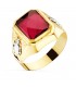 Sello para hombre de oro amarillo con piedra roja