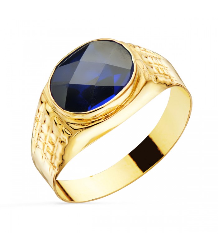 Chevalière enfant Diego Bleu 18 carats