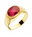 Anello chevalier Diego Oro giallo 18kt Pietra rossa