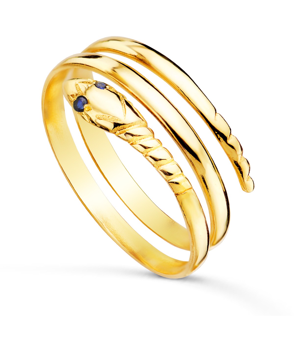 Anillo de oro serpiente entrelazada joyas mujer 18 kilates Zafiro - Sortijas de mujer