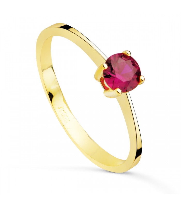 Bague Solitaire Rouge Or Jaune 18K